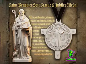 Saint Benedict Set: Statue & Jubilee Medal