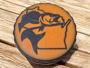 Bait Puck with Wisconsin outline and walleye