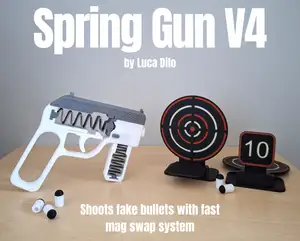Spring Gun V4 - Shoots fake bullets with magazine