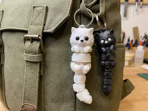 Flexi Fluffy Cat Keychain