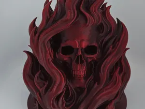 Flaming Skull Sculpture - Skull Display Piece