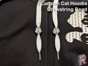 Cartoon Cat Hoodie Drawstring Bead
