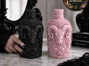 Pastel Goth Ram Skull Bottle STL