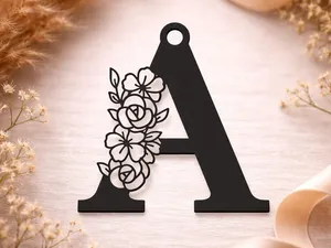 Eleganter Blumen Buchstaben Schlüsselanhänger A–Z