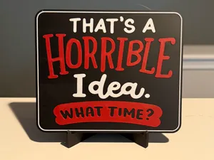 THAT'S A HORRIBLE IDEA. WHAT TIME?