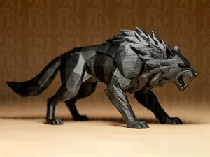 Geometric Wolf Figurine