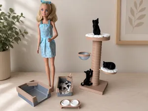 Liebevolles Mini-Katzenzubehör-Set Puppenhaus
