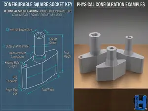 Fully Configurable Square Socket Key /Utility Tool