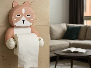 Unhappy cat toilet paper holder