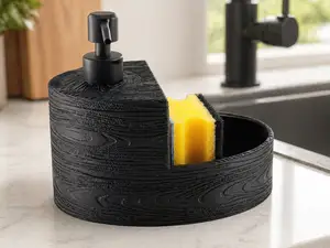 Wood Grain Soap Dispenser & Sponge Tray
