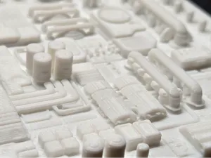 Futuristic computer component style wall display