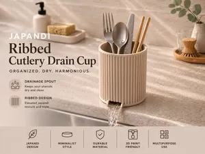 Japandi Ribbed Cutlery Drain Cup - 2 Sizes