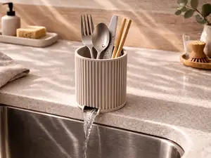 Japandi Ribbed Cutlery Drain Cup - 2 Sizes