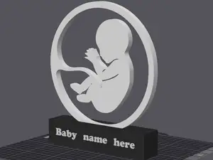 Decoração 3D Bebê no Útero com Nome Personalizado
