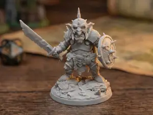 Armored Goblin Vanguard - Fantasy Miniature (32mm)