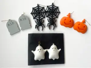 Halloween Earrings Jewelry Puffy Ghost Pumpkin