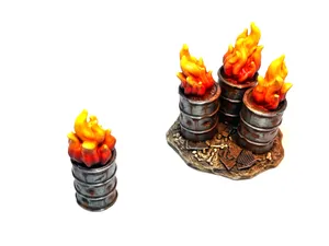 Burning Barrel Terrain | 28mm & 32mm | No Supports