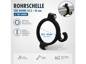 Rohrschelle mit Haken Ø 42,5 - 43 mm