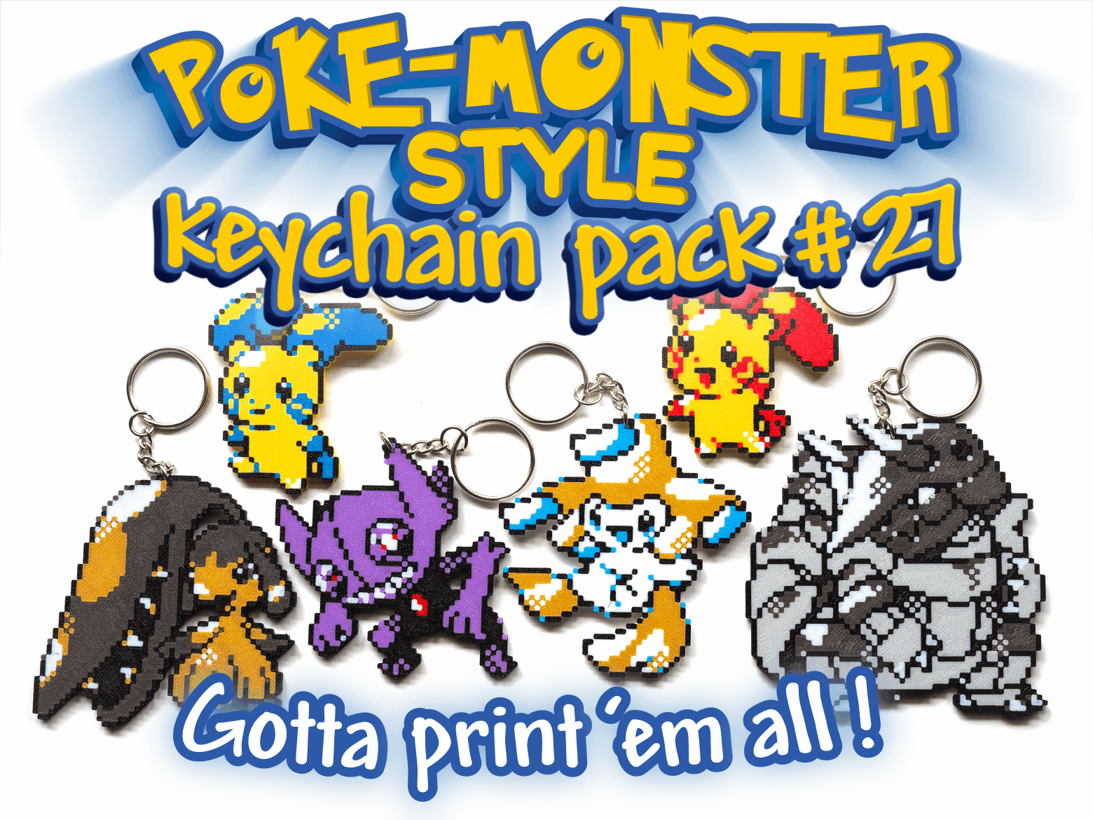 Poke-monster Keychain Pack #27 - Aggron, Jirachi