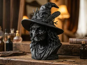 Spooky Halloween Witch Bust - Gothic Decor
