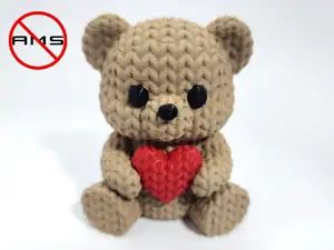 Knitted Teddy Bear with Heart - Valentine's Day