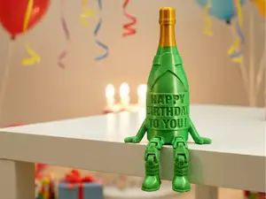 Happy Birthday wine Bottle articulated legs