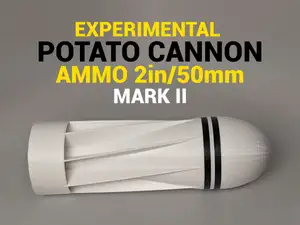 Experimental potato cannon round, 2in/50mm Mark II
