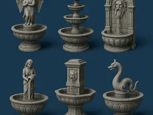 Medieval Stone Fountains Collection