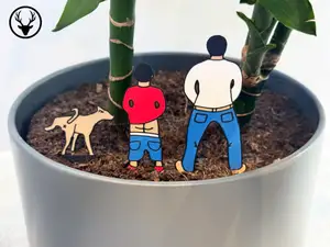 Peeing plant stakes