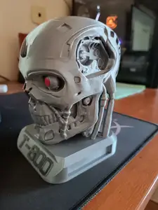 T800 Smooth Terminator Endoskull Print WithBase