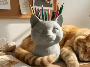 Classic Cat Pencil Holder / Desk Container