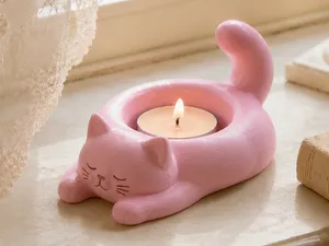 趴睡小猫造型香薰烛台