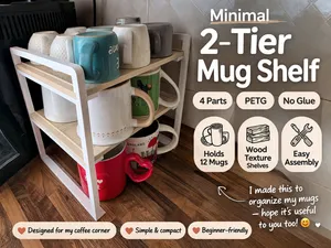 Mug/Espresso Shelf Organizer with Wood Texture