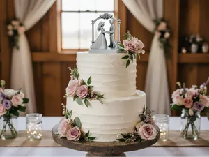 Elegant Wedding Couple Arch Cake Topper