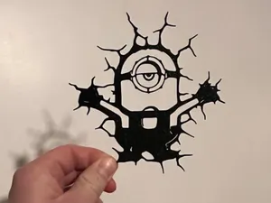 Minions face against the window