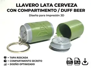 Llavero contenedor secreto estilo lata de cerveza