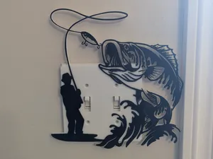 Bass fishing double light switch cover