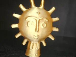Sun Face Figurine Minimalist Decorative Sculpture
