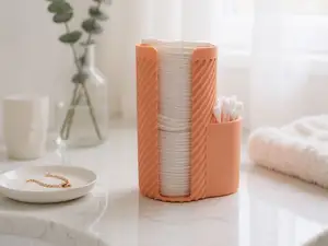 Modern Ribbed Q-Tip & Cotton Pad Organizer