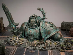 Grimdark Sci-Fi Space Knight Fallen Statue Terrain