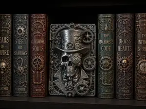 Steampunk Skull Bookend  Decorative Panel Wall Art