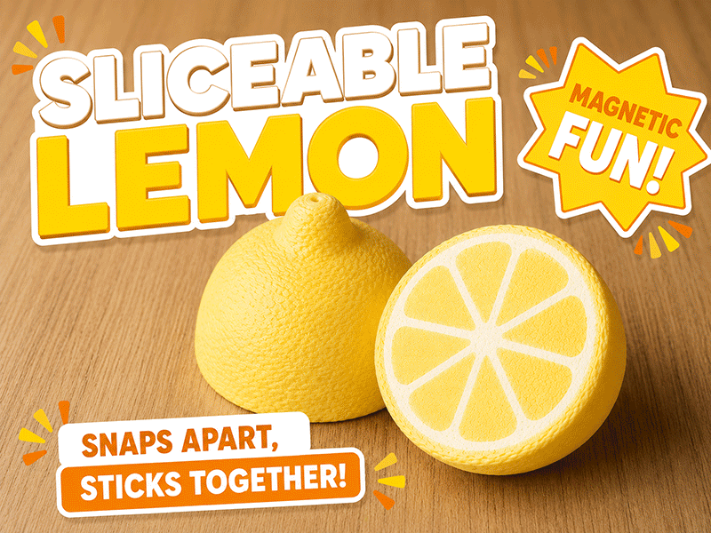 Sliceable magnetic lemon toy