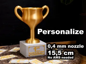 Trophy award cup with base and exchangeable plaque