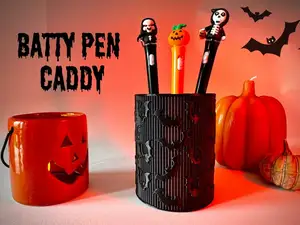 Halloween Pen Holder Bats Spooky Desk Accessory