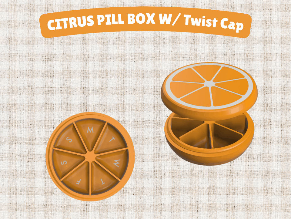 Citrus Pill Box - Orange, Lime, Lemon, Grapefruit