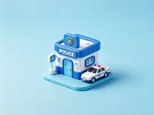 警局-城市建筑模型微缩模型迷你商店-儿童过家家涂色玩具