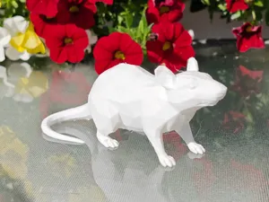 Geometric Low Poly Rat Figurine