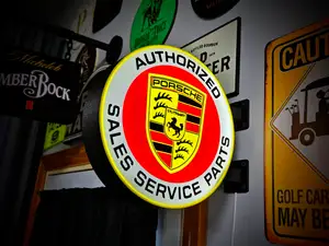 PORSCHE SERVICE ~ 2-Sided Gas Station Lighted Sign