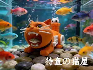 待鱼的猫屋-Cat House-鱼缸造景-桌面摆件