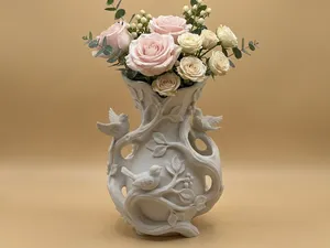 Sculptural Bird & Branch Floral Vase